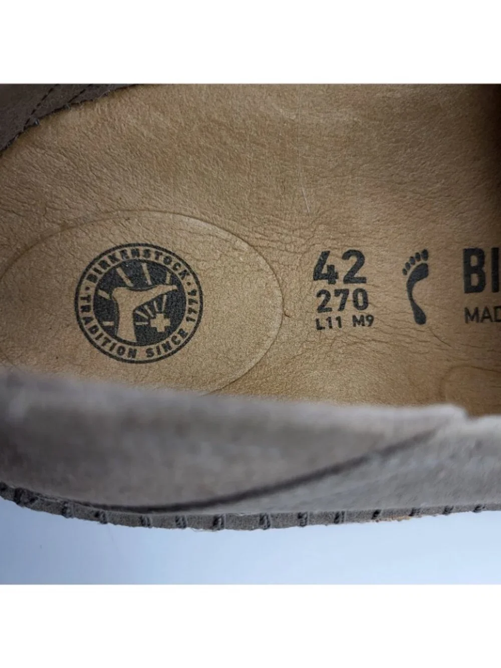 Birkenstock Callan Men’s Slip-On Suede Shoes Size 42 9 US Cork Sole beige